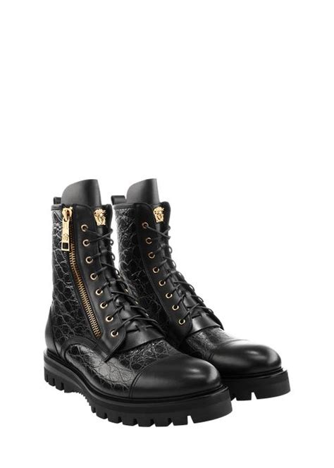 versace stamped croc army boots|Versace Stamped Croc Army Boot 'Black Gold' .